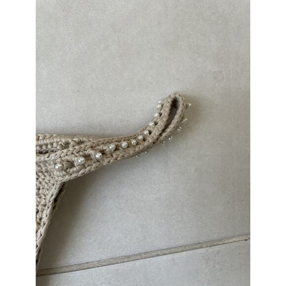 JMP Label Bikini Swim Cabo Crochet Pearl Triangle Swimsuit Pebble - Picture 5 of 13